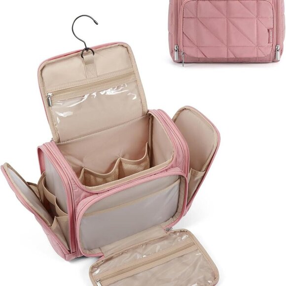 Toiletry Bag Travel Bag with Hanging Hook, Water-resistant Lightweight Puffy Mak - Picture 1 of 7